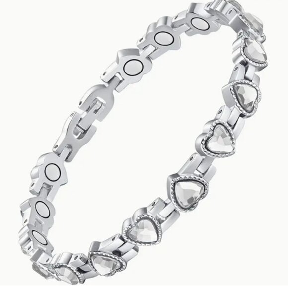 d'Vine Products Jewelry - Clear Heart Shaped Lymphatic Magnetherapy 3500 Gauss Magnet Adjustable Bracelet